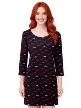 Vivienne Tam Black Fox Shift 3/4 Sleeve Dress Black Size 6